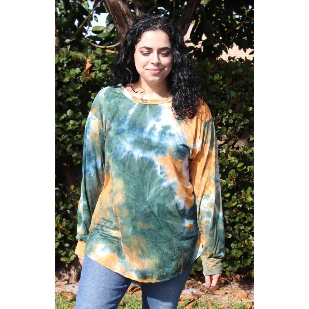 Blumin Tie Dye Long Sleeve Top, Olive